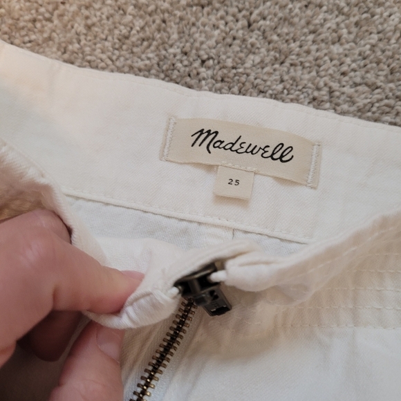 Madewell Rigid Denim Zip Midi Skirt in Tile White Size 25 - Picture 6 of 8